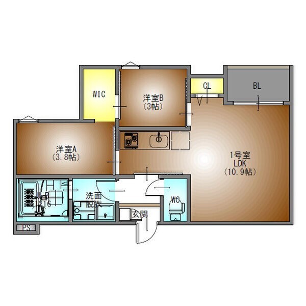 【名古屋市瑞穂区北原町のアパートの間取り】