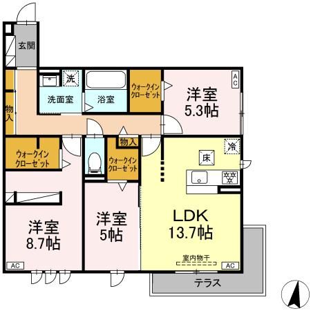 駿東郡長泉町下長窪のアパートの間取り