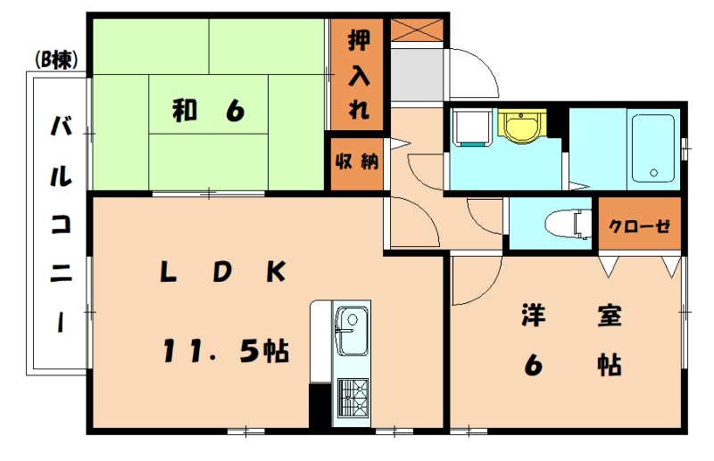 リビングタウン舞の里Ｂの間取り