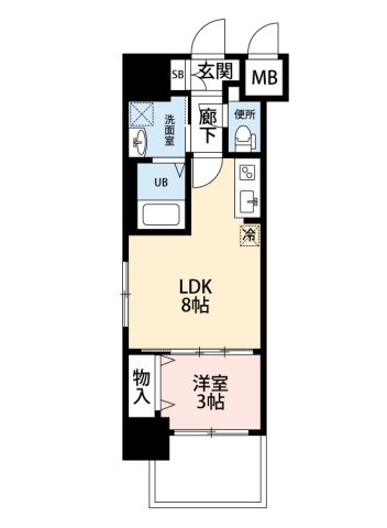 広島市中区西白島町のマンションの間取り