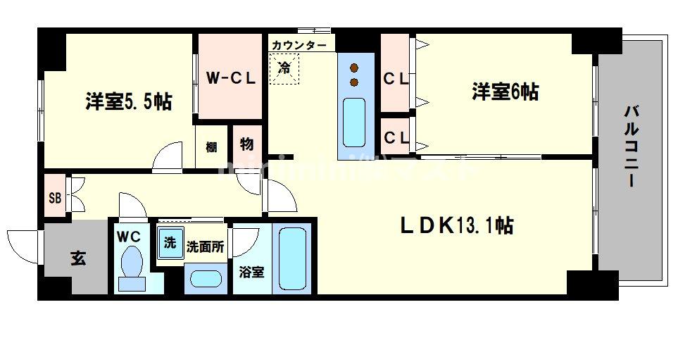 大阪市港区磯路のマンションの間取り