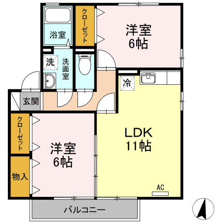 ピアチェーレ　久万ノ台　Ａ棟の間取り