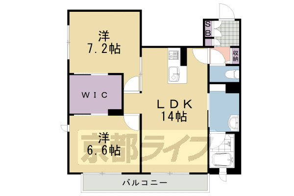 京都市西京区川島玉頭町のマンションの間取り