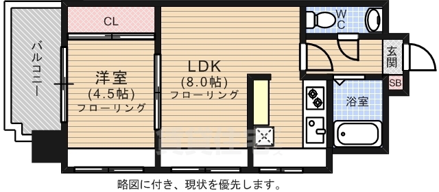 福岡市中央区那の川のマンションの間取り