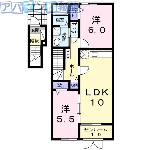 新潟市西蒲区巻のアパートの間取り