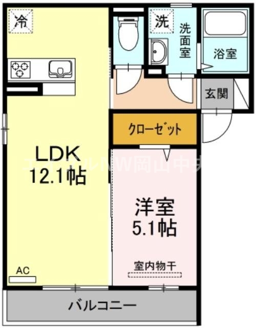 岡山市南区福富中のアパートの間取り