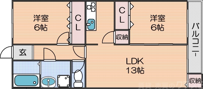 【大阪市住吉区山之内のマンションの間取り】