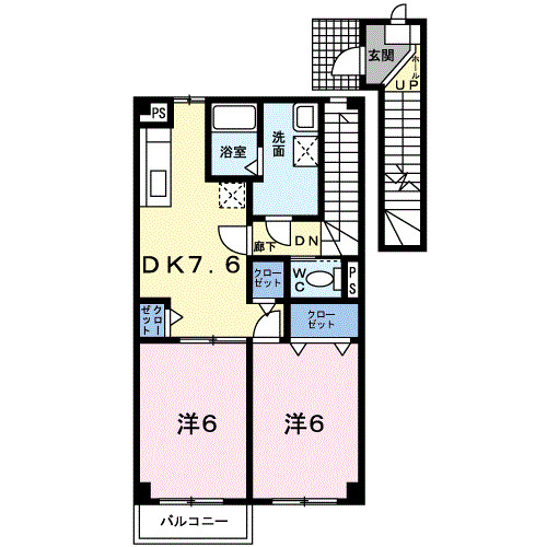 南砺市荒木のアパートの間取り