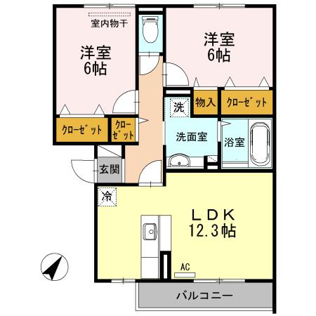 福山市春日町のアパートの間取り