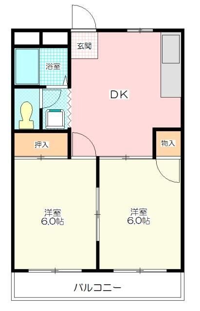 坂戸市伊豆の山町のアパートの間取り