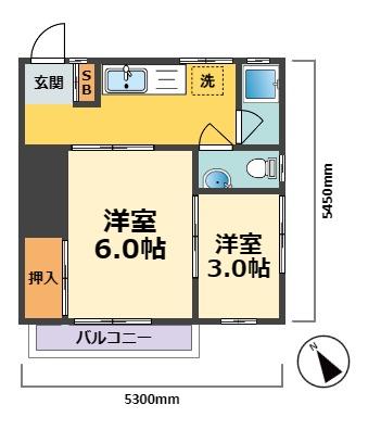 西宮市甲子園七番町のマンションの間取り