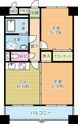 ニューシティアパートメンツ南小倉Iの間取り