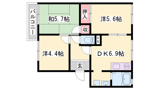 ガーデンハイツ緑ヶ丘　E棟の間取り