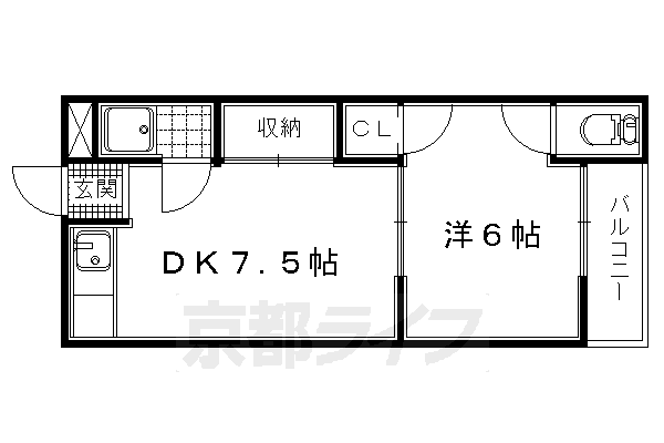 宇治市伊勢田町のマンションの間取り