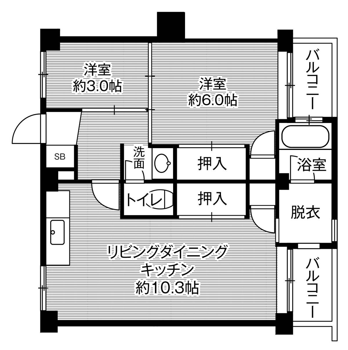 ＪＲ鹿児島本線 千鳥駅 徒歩12分 4階建 築62年の間取り写真