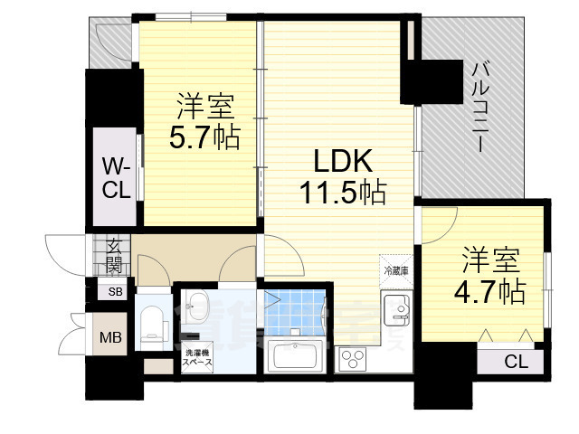 地下鉄御堂筋線 江坂駅 徒歩5分 15階建 築11年の間取り写真