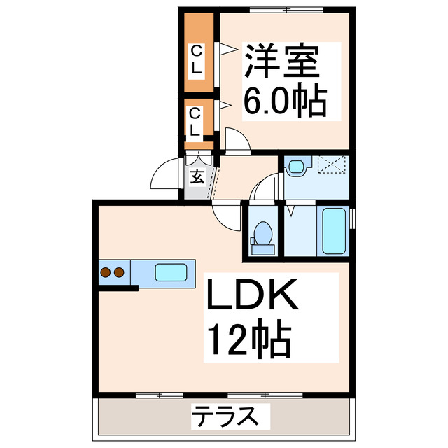 熊本市西区島崎のアパートの間取り