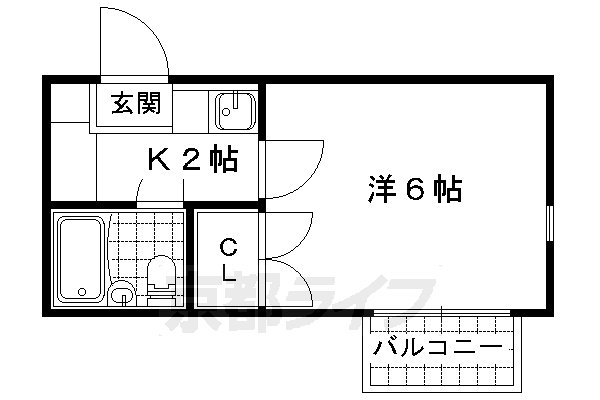 京都市山科区大宅辻脇町のマンションの間取り