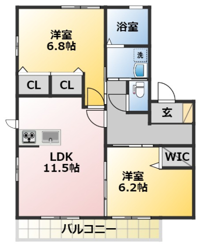 西尾市中畑町のアパートの間取り