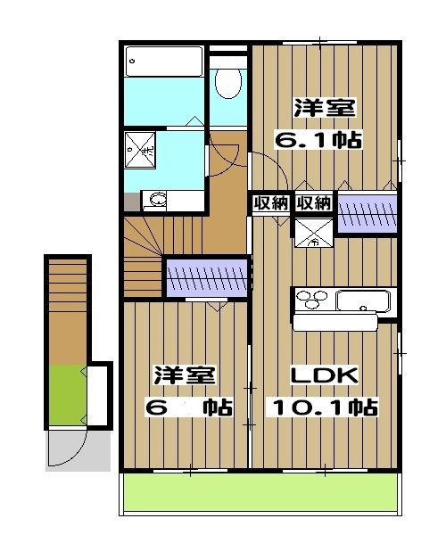 【亀岡市篠町見晴のアパートの間取り】