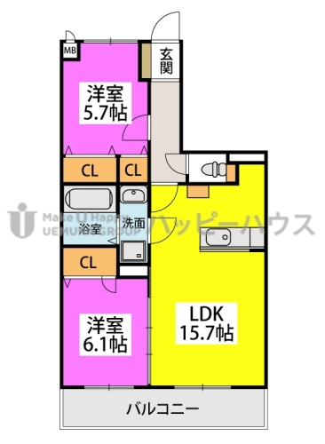 フローラ綾の間取り