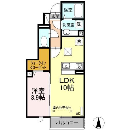 寒河江市仲谷地のアパートの間取り