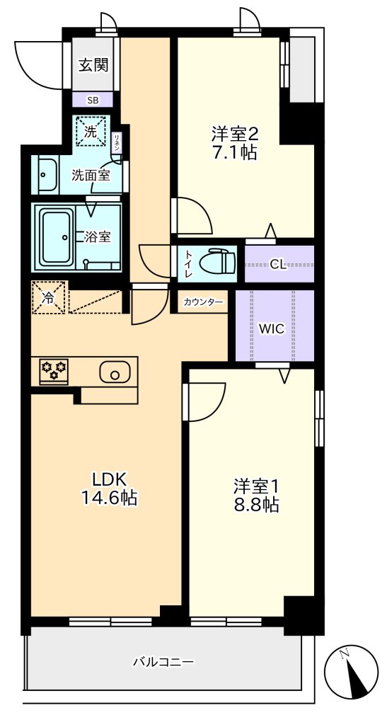 昭島市中神町のマンションの間取り