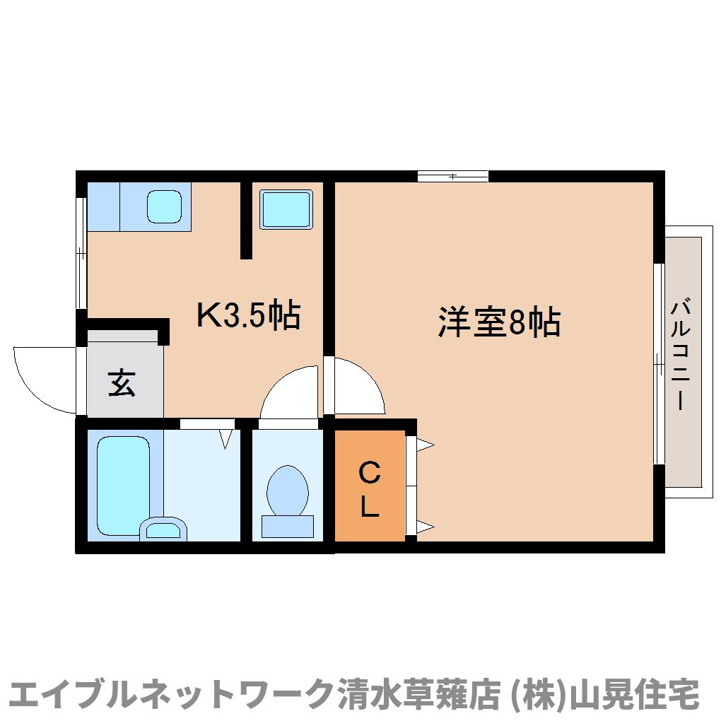 静岡市清水区草薙のアパートの間取り