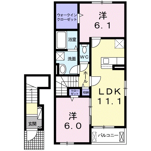 境港市外江町のアパートの間取り