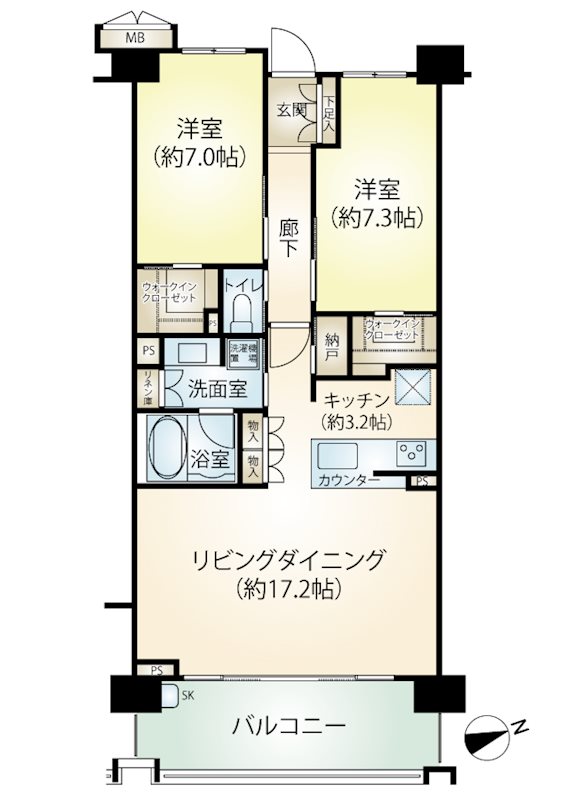 レーベンリゾシアヴェスティブルーの間取り