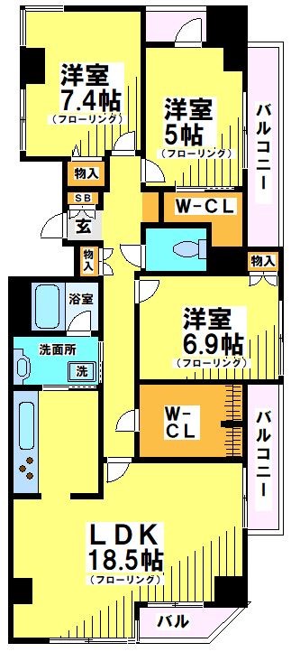 府中市宮町のマンションの間取り