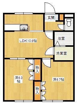 倉敷市玉島黒崎のアパートの間取り