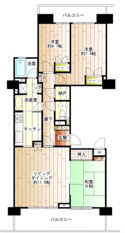 横浜星の丘ビューシティC号棟の間取り