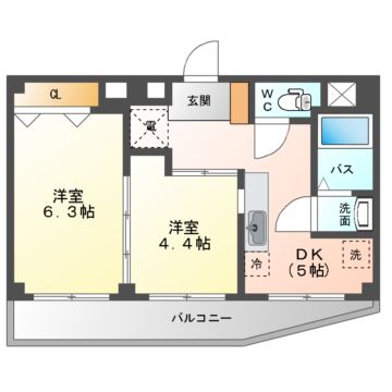 守口市紅屋町のマンションの間取り