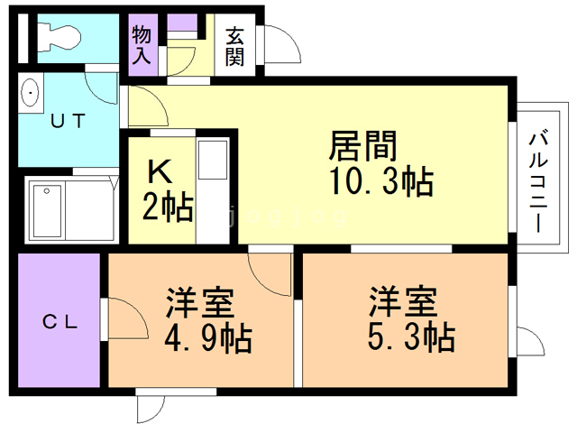 札幌市西区発寒十条のアパートの間取り