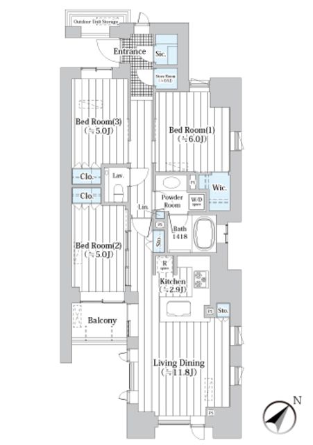 中央区新川のマンションの間取り