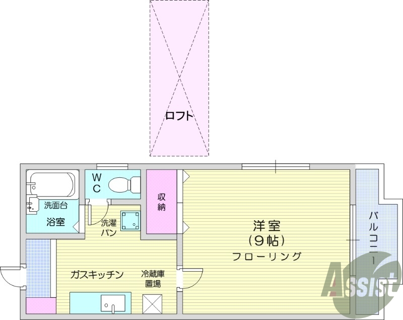 仙台市若林区南小泉のアパートの間取り