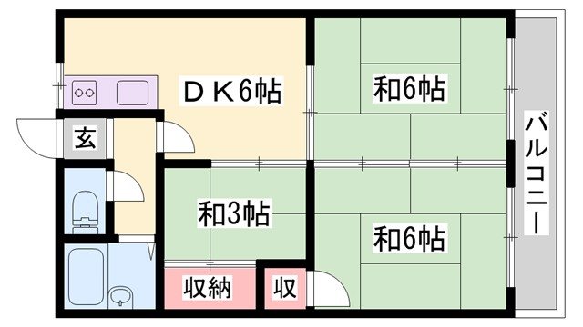 姫路市白浜町のマンションの間取り