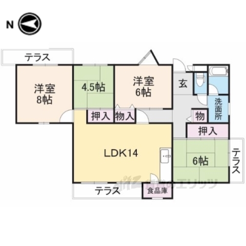 平城朱雀第一住宅３１号棟の間取り