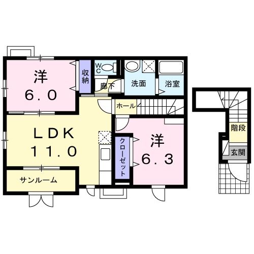 金沢市御所町のアパートの間取り