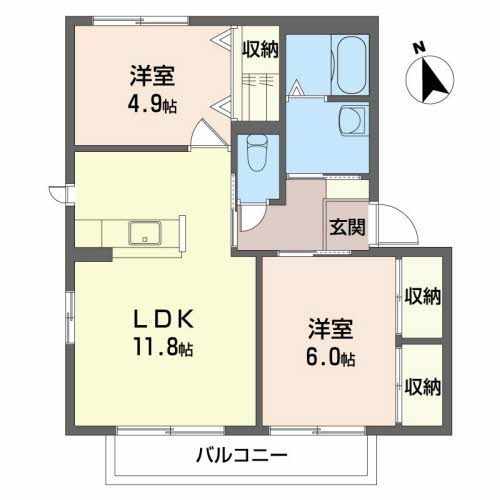 アルメリア鳴川　Ｂ棟の間取り