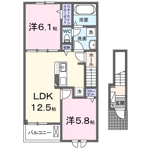 西尾市一色町対米のアパートの間取り