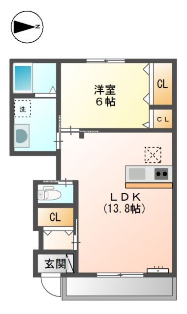 高砂市中島のアパートの間取り