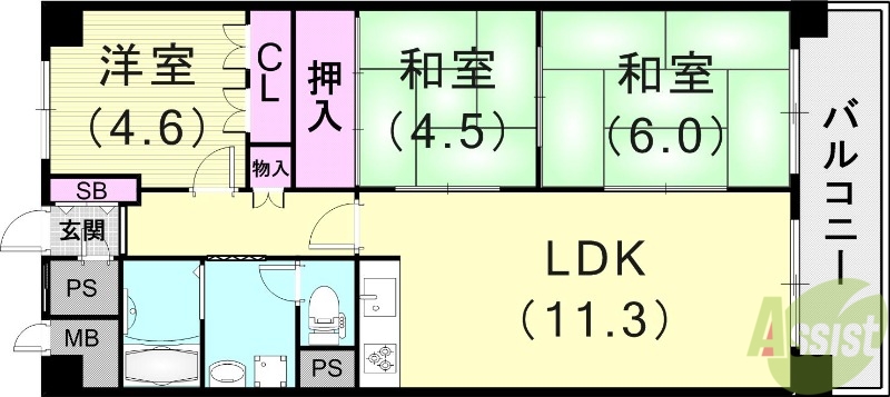 マンション住吉川の間取り