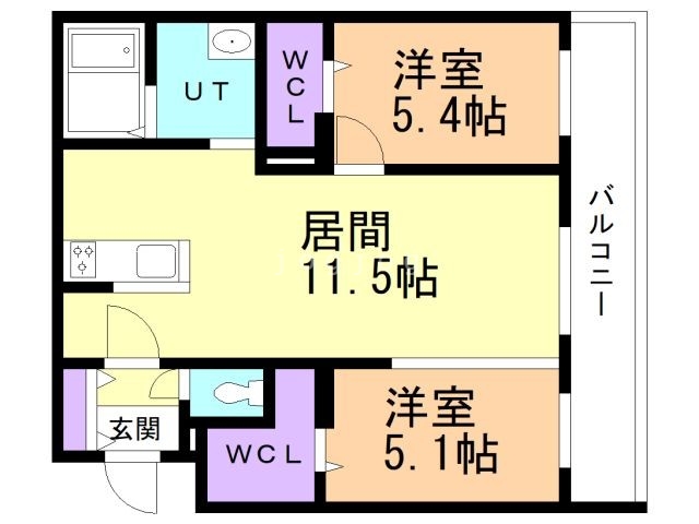 札幌市豊平区西岡四条のマンションの間取り