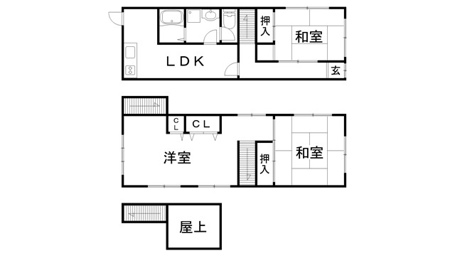 五宮町貸家の間取り