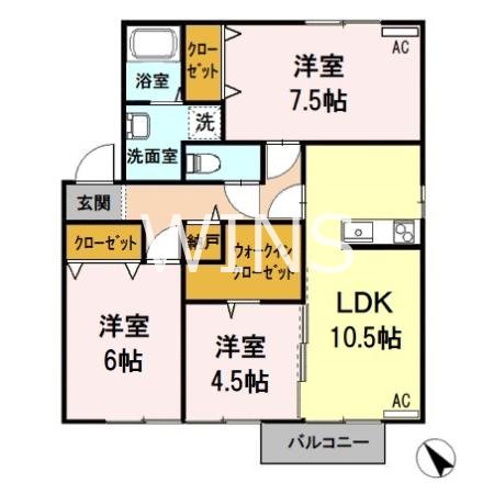 福岡市中央区地行のアパートの間取り