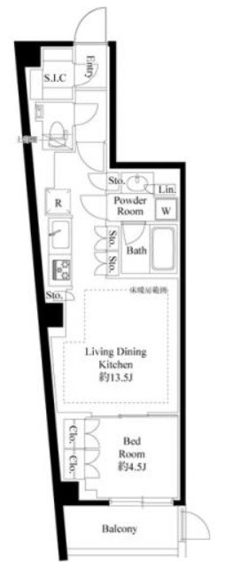 港区西麻布のマンションの間取り