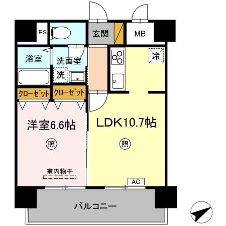 水戸市大町のマンションの間取り