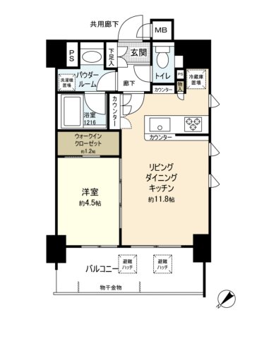 中央区日本橋小網町のマンションの間取り